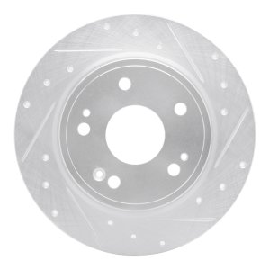 Honda HR-V Brake Rotor (1) - Rear Right - R1 Concepts - Drilled & Slotted - Silver - `16-`25